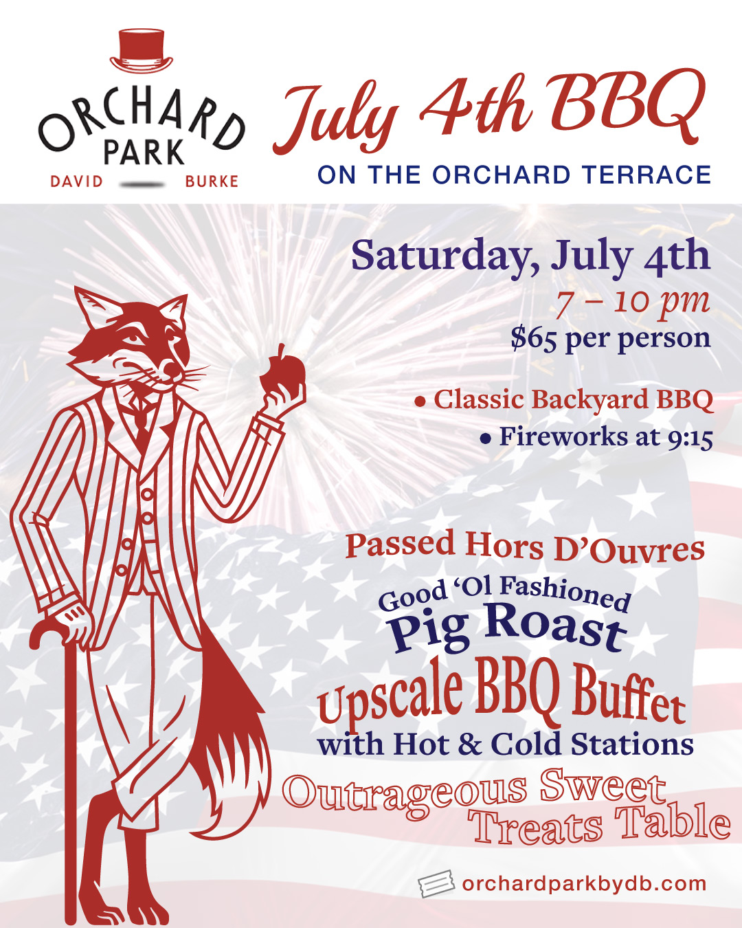 JULY 4 BBQ Picnic / Fireworks at Orchard Park by David Burke East Brunswick, NJ